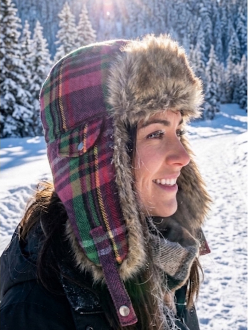 Plaid Bomber Faux Fur Hat Snow Ski Unisex Style Headwear Multi Color Plaid Hat